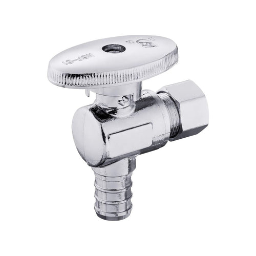 1/2" PEX Crimp x 3/8" OD Compr. Angle Stop Valve, 1/4 Turn (Lead Free) Plumbingsell