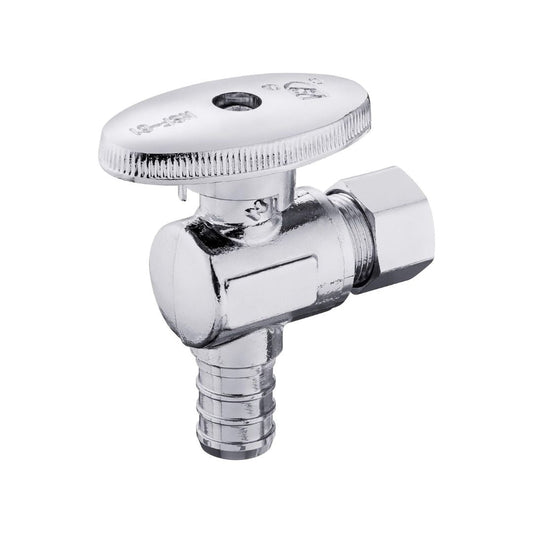 1/2" PEX Crimp x 3/8" OD Compr. Angle Stop Valve, 1/4 Turn (Lead Free) Plumbingsell