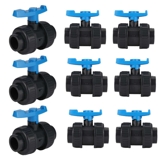 10 Pcs 1-1/4" PVC True Union Ball Valve SCH 40/80