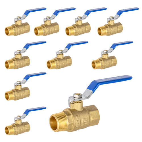 10 Pcs 3/4" FIP x 3/4" MIP Brass Full Port Ball Valve (Lead Free)