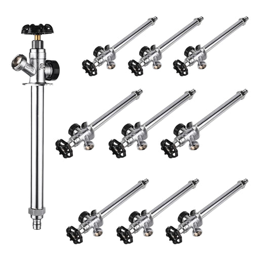 10 Pcs 1/2" PEX Crimp x 3/4" Hose Bibb, 8" Anti Siphon Frost Free Sillcock