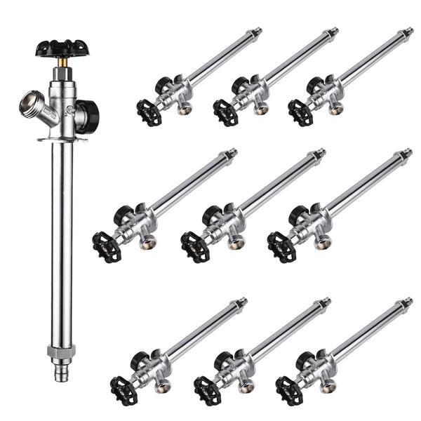 10 Pcs 1/2" PEX Crimp x 3/4" Hose Bibb, 8" Anti Siphon Frost Free Sillcock