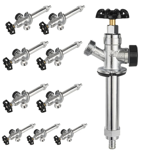 10 Pcs 1/2" PEX Crimp x 3/4" Hose Bibb, 10" Anti Siphon Frost Free Sillcock