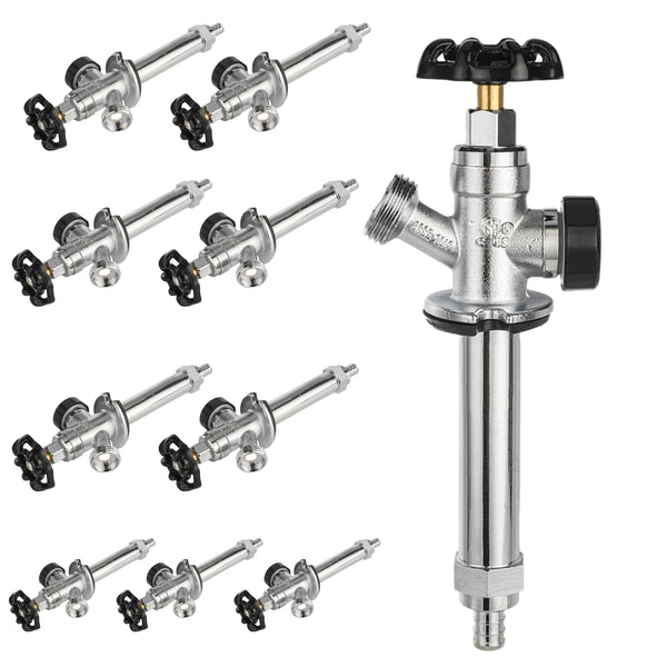 10 Pcs 1/2" PEX Crimp x 3/4" Hose Bibb, 10" Anti Siphon Frost Free Sillcock