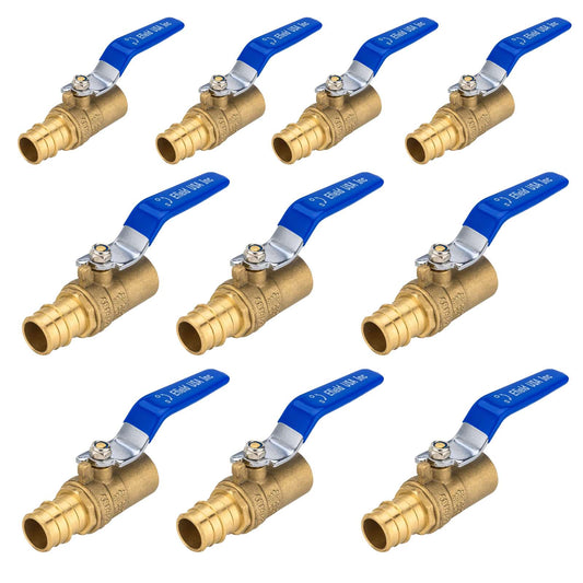 10 Pcs 3/4" PEX Expansion x 3/4" Sweat Ball Valve, Blue (Lead Free)