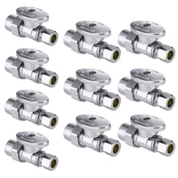 10 Pcs 1/2" CPVC x 3/8" OD Compr. Straight Stop Valve, 1/4 Turn (Lead Free)