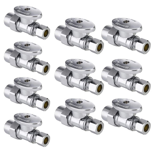 10 Pcs 1/2" CPVC x 3/8" OD Compr. Straight Stop Valve, 1/4 Turn (Lead Free)