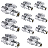 10 Pcs 1/2" CPVC x 3/8" OD Compr. Straight Stop Valve, 1/4 Turn (Lead Free) Plumbingsell