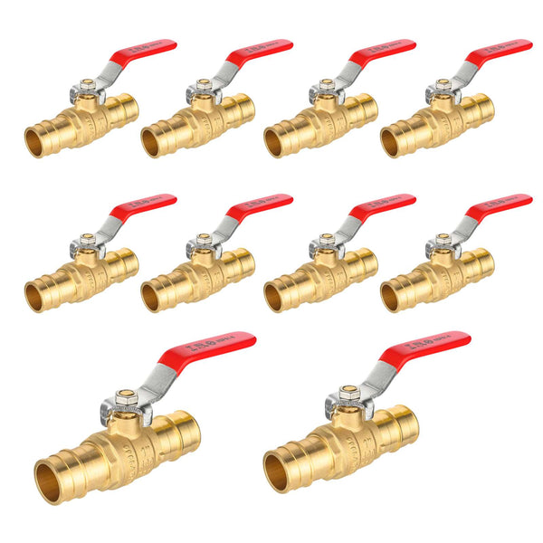 10 Pcs 3/4" PEX Expansion Ball Valve, RED (Lead Free)