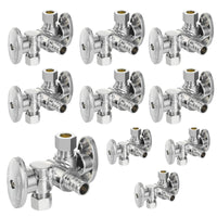 10 Pcs 1/2" PEX Crimp x 3/8" OD x 3/8" OD Dual Shut-Off Outlet, 1/4 Turn