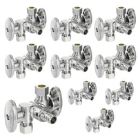 10 Pcs 1/2" PEX Crimp x 3/8" OD x 3/8" OD Dual Shut-Off Outlet, 1/4 Turn