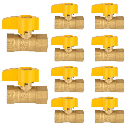 10 Pcs 3/4" FNPT Gas Valve, Yellow