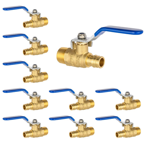 1/2" PEX-A Expansion X 1/2" MNPT Ball Valve, Blue (Lead Free)