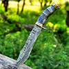 Vintage Damascus Steel Bowie Knife for Sale - 13" with Brass Guard and Camel Bone Handle