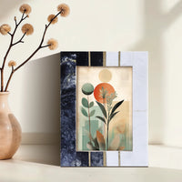 Black White Resin Brass Inlay Picture Frame Tabletop 4x6 5x7