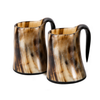 Buffalo Horn Whiskey Shot Glasses Mug Set of 2, Holds 4–5 oz