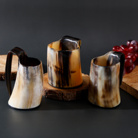 Buffalo Horn Whiskey Shot Glasses Mug Set of 3, Holds 4–5 oz