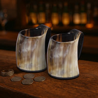 Buffalo Horn Whiskey Shot Glasses Mug Set of 5, Holds 4–5 oz