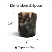 Buffalo Horn Whiskey Shot Glasses 6.5 oz - (Pack of 5)