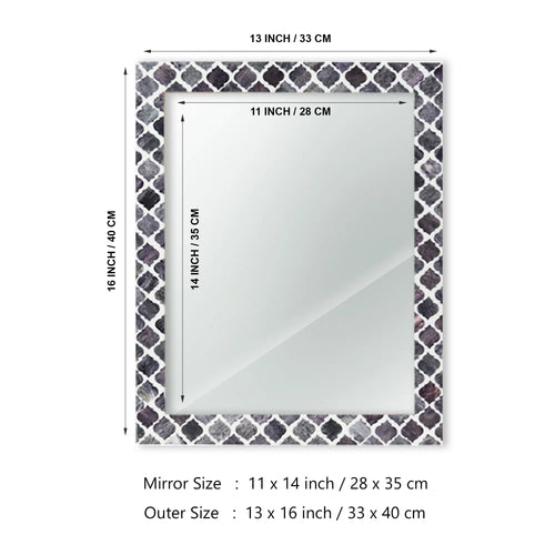 Make To Order Moroccan Grey Mirror Bone & Resin Inlay Collection in 4 Sizes