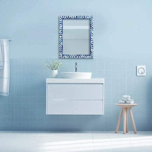 Make to Order Taj Blue Mirror Bone Inlay Collection in 4 Sizes