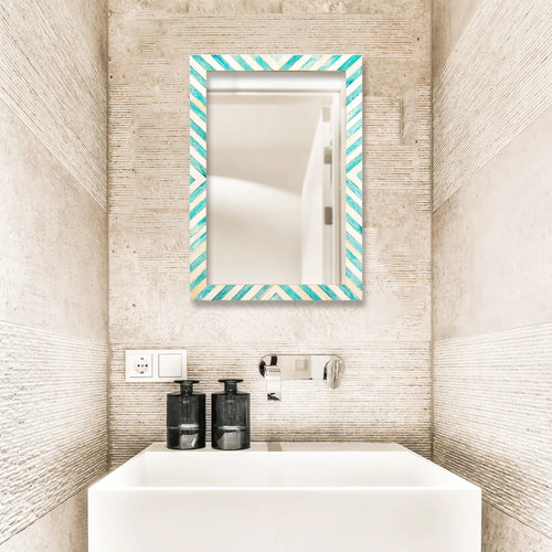 Make To Order Chevron Green Mirror Bone Inlay Collection in 3 Sizes