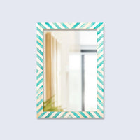 Make To Order Chevron Green Mirror Bone Inlay Collection in 3 Sizes