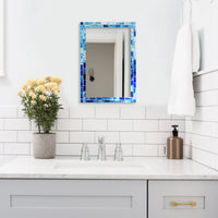 Make To Order Indigo Pattern Mirror Bone Inlay Collection - 24x36 inches