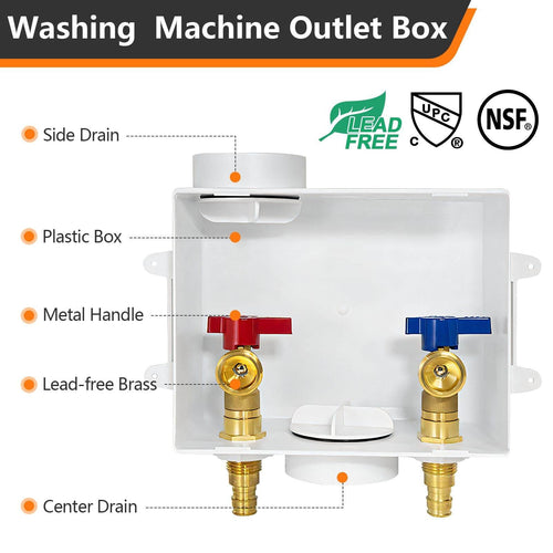 10 Pcs 1/2" PEX Expansion (F1960) Inlet, Washing Machine Outlet Box, Center Drain