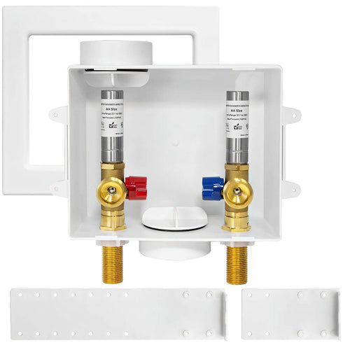 1/2" Sweat Inlet, Washing Machine Outlet Box, with Stainless Steel Water Hammer Arrestor Plumbingsell
