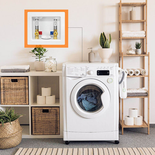 1/2" PEX Crimp (F1807) Inlet, Washing Machine Outlet Box, with Stainless Steel Water Hammer Arrestor Plumbingsell