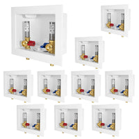 10 Pcs 1/2" PEX Expansion (F1960) Inlet, Washing Machine Outlet Box, with Stainless Steel Water Hammer Arrestor