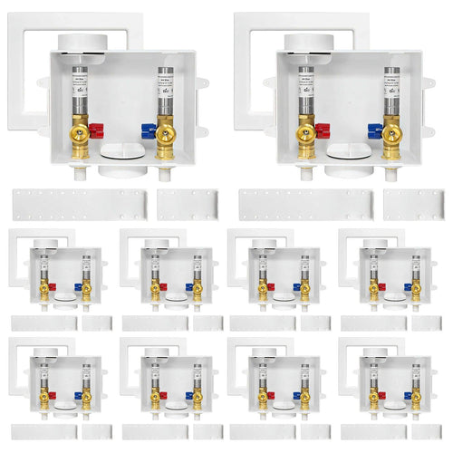 10 Pcs 1/2" CPVC PPE Intet, Washing Machine Outlet Box, with Stainless Steel Arrestor