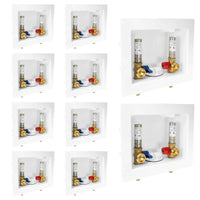 10 Pcs 1/2" Push Fit Inlet, Washing Machine Outlet Box, with Stainless Water Hammer Arrestor