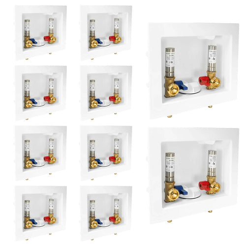 10 Pcs 1/2" Push Fit Inlet, Washing Machine Outlet Box, with Stainless Water Hammer Arrestor