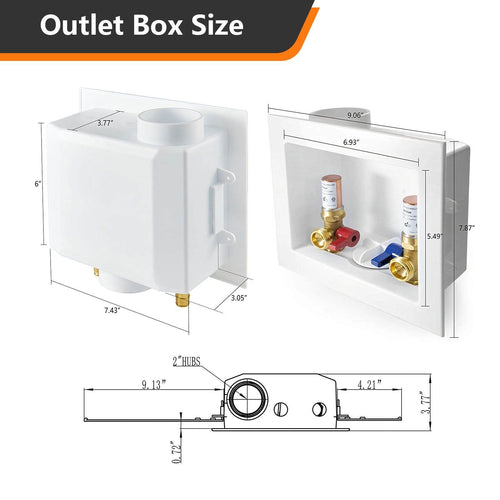1/2" PEX Crimp (F1807) Inlet, Washing Machine Outlet Box, with Copper Water Hammer Arrestor Plumbingsell