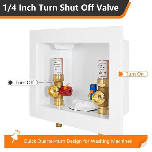 1/2" PEX Crimp (F1807) Inlet, Washing Machine Outlet Box, with Copper Water Hammer Arrestor Plumbingsell
