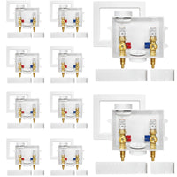 10 Pcs 1/2" PEX Crimp (F1807) Inlet, Washing Machine Outlet Box, with Copper Water Hammer Arrestor