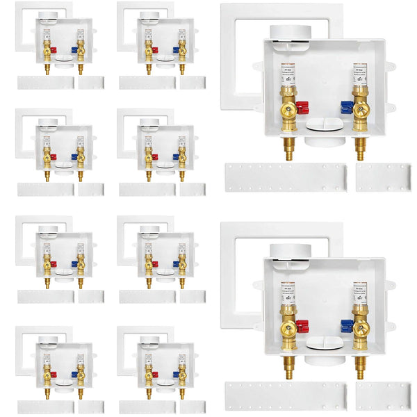 10 Pcs 1/2" PEX Crimp (F1807) Inlet, Washing Machine Outlet Box, with Copper Water Hammer Arrestor