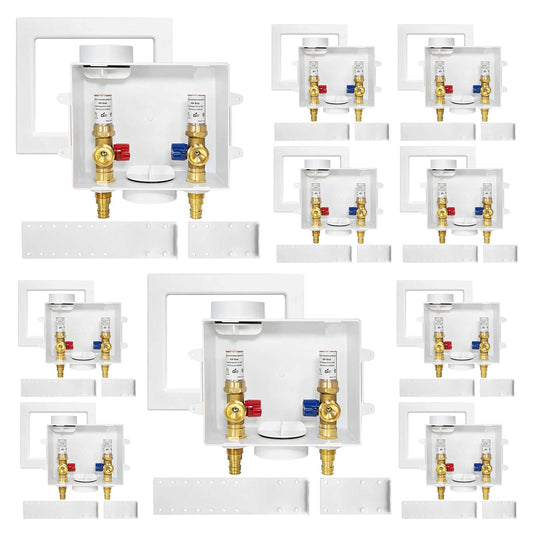 10 Pcs 1/2" PEX Expansion (F1960) Inlet, Washing Machine Outlet Box, with Copper Water Hammer Arrestor