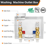 1/2" CPVC PPE Intet, Washing Machine Outlet Box, with Copper Arrestor Plumbingsell