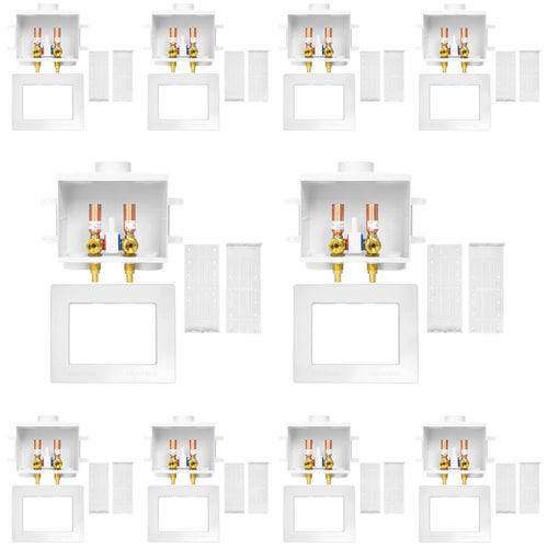 10 Pcs 1/2" PEX Crimp (F1807) Inlet, Washing Machine Outlet Box, Single Control Valve, Copper Water Hammer Arrestor