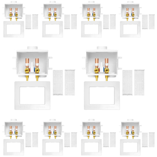 10 Pcs 1/2" PEX Crimp (F1807) Inlet, Washing Machine Outlet Box, Single Control Valve, Copper Water Hammer Arrestor