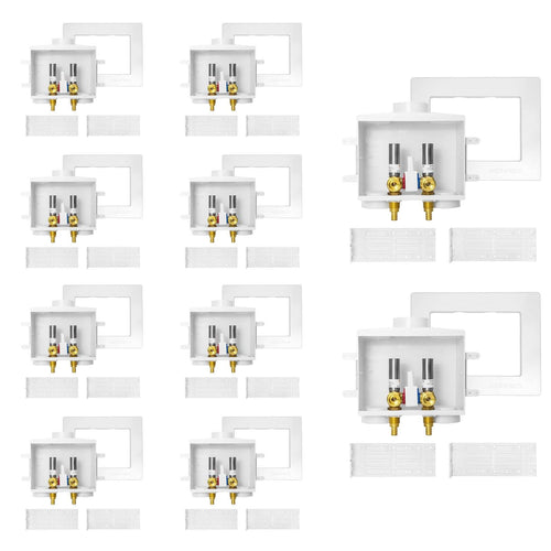 10 Pcs 1/2" PEX Crimp (F1807) Inlet, Washing Machine Outlet Box, Single Control Valve, with SS Hammer Arrestor