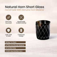 Whiskey Shot Cups Set Crisscross Pattern Real Ox Horn 6.5 oz, Pack 4, 8 & 12