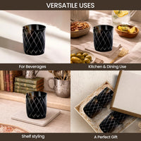 Whiskey Shot Cups Set Crisscross Pattern Real Ox Horn 6.5 oz, Pack 4, 8 & 12