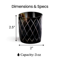 Whiskey Shot Cups Set Crisscross Pattern Real Ox Horn 6.5 oz, Pack 4, 8 & 12