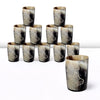 Whiskey Shot Cups Set Nordic Hammer Pattern Real Ox Horn 6.5 oz, Pack 4, 8 & 12