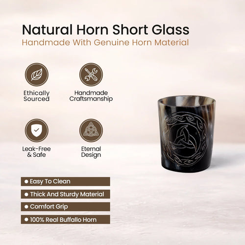 Whiskey Shot Cups Set Eternal Pattern Real Ox Horn 6.5 oz, Pack 4, 8 & 12