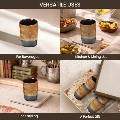 Whiskey Shot Cups Set Chevron Pattern Real Ox Horn 6.5 oz, Pack 4, 8 & 12